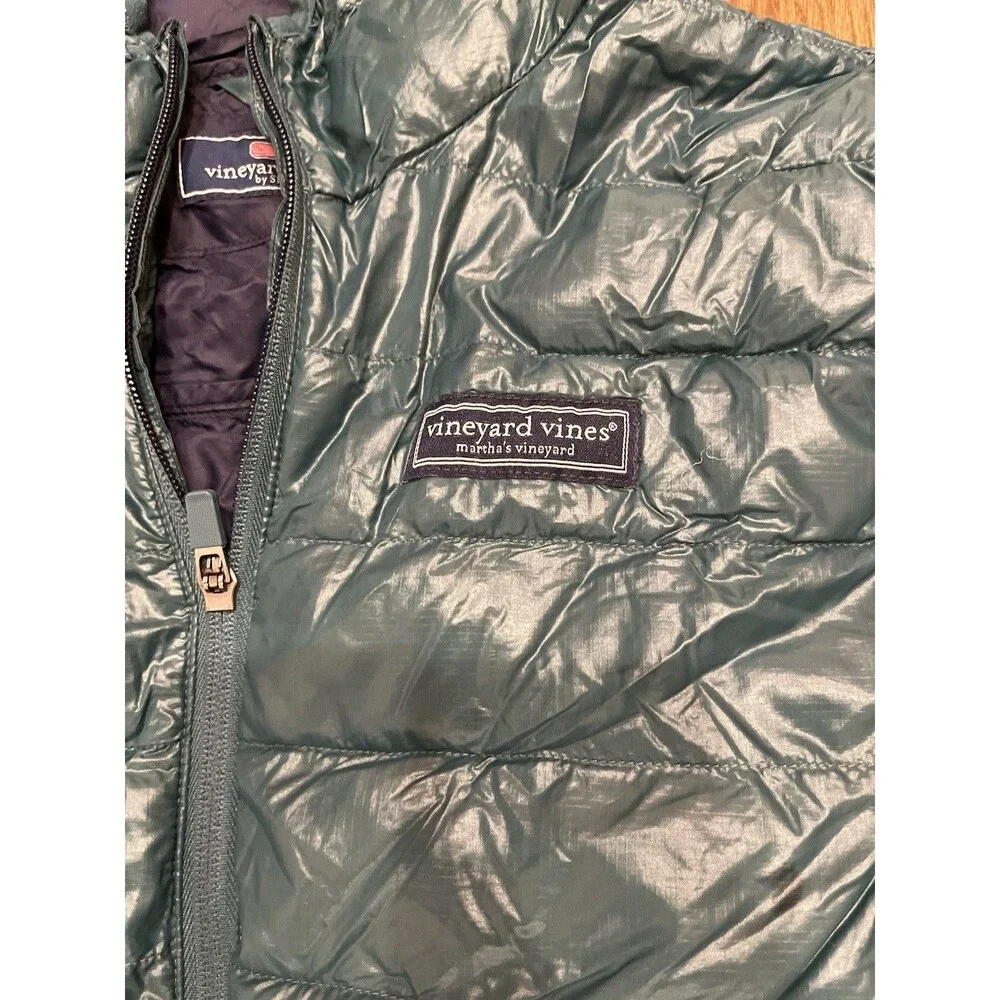 Vineyard Vines Kids Puffer Jacket Green Size L Insulated Hooded